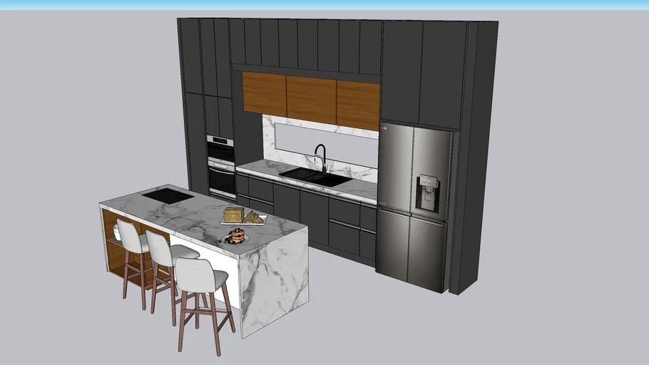 3D CAD Visualization of Modern Modular Kitchen