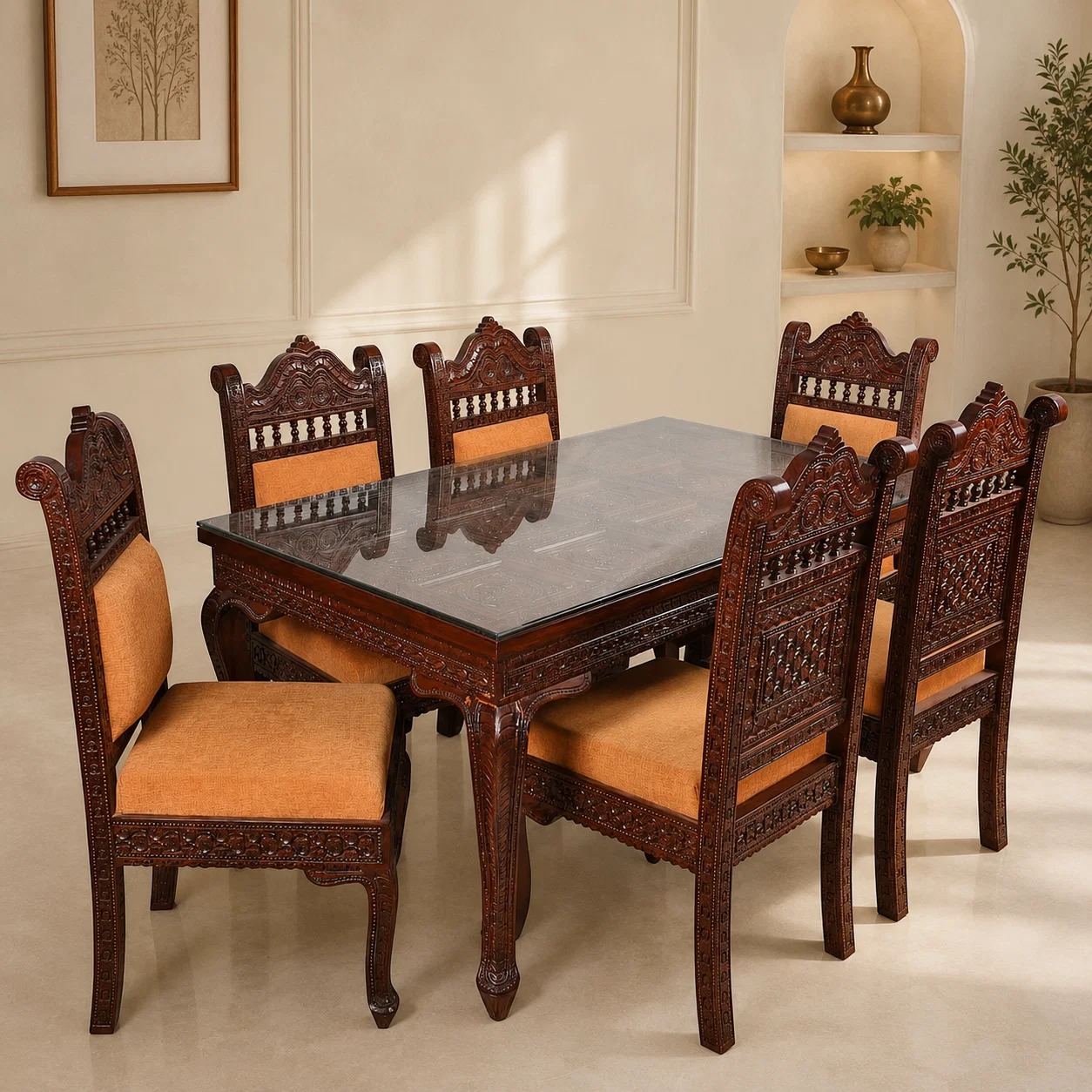 Finished Solid Teak Dining Table in Madurai home